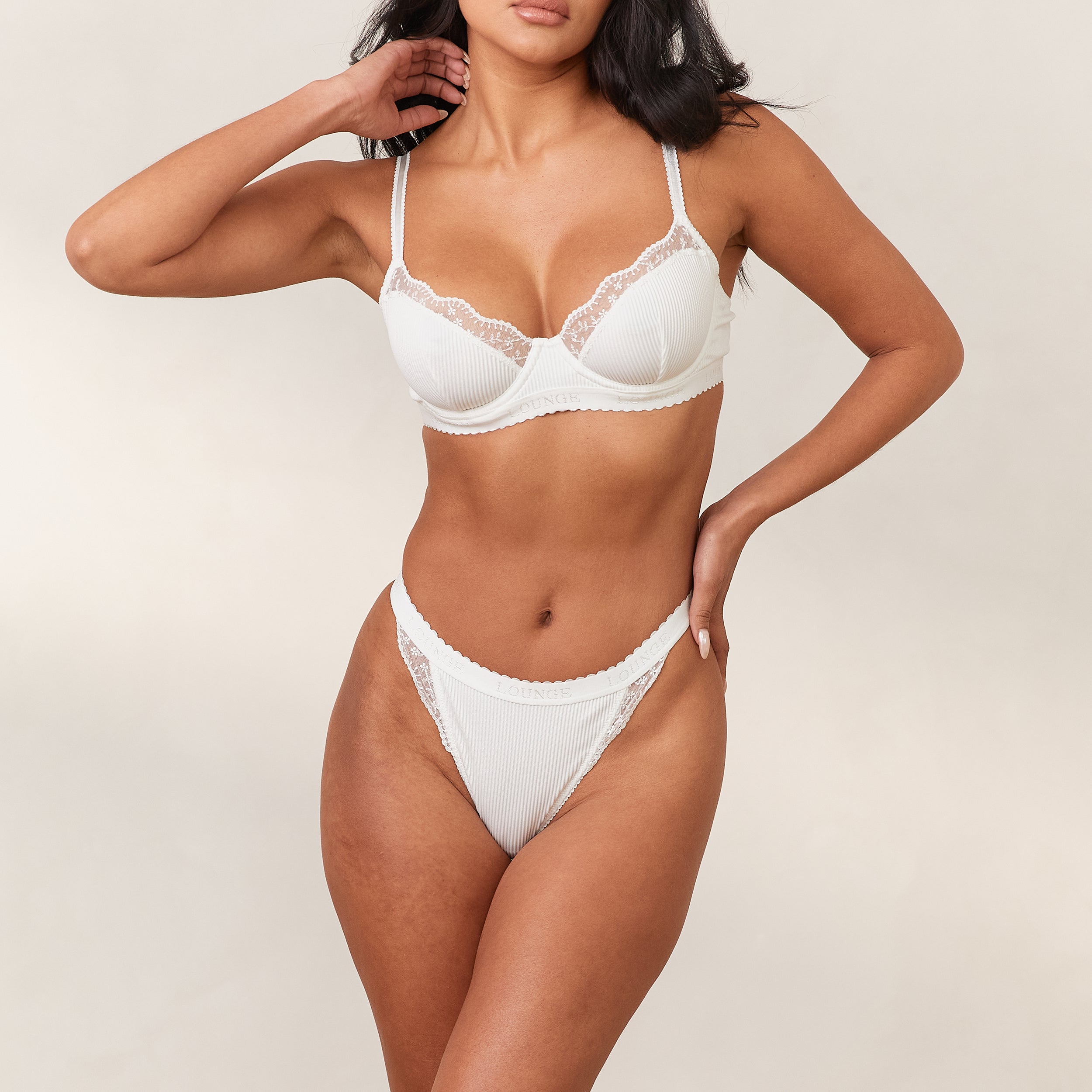 Ribbed Balcony Soutien-Gorge - Blanc