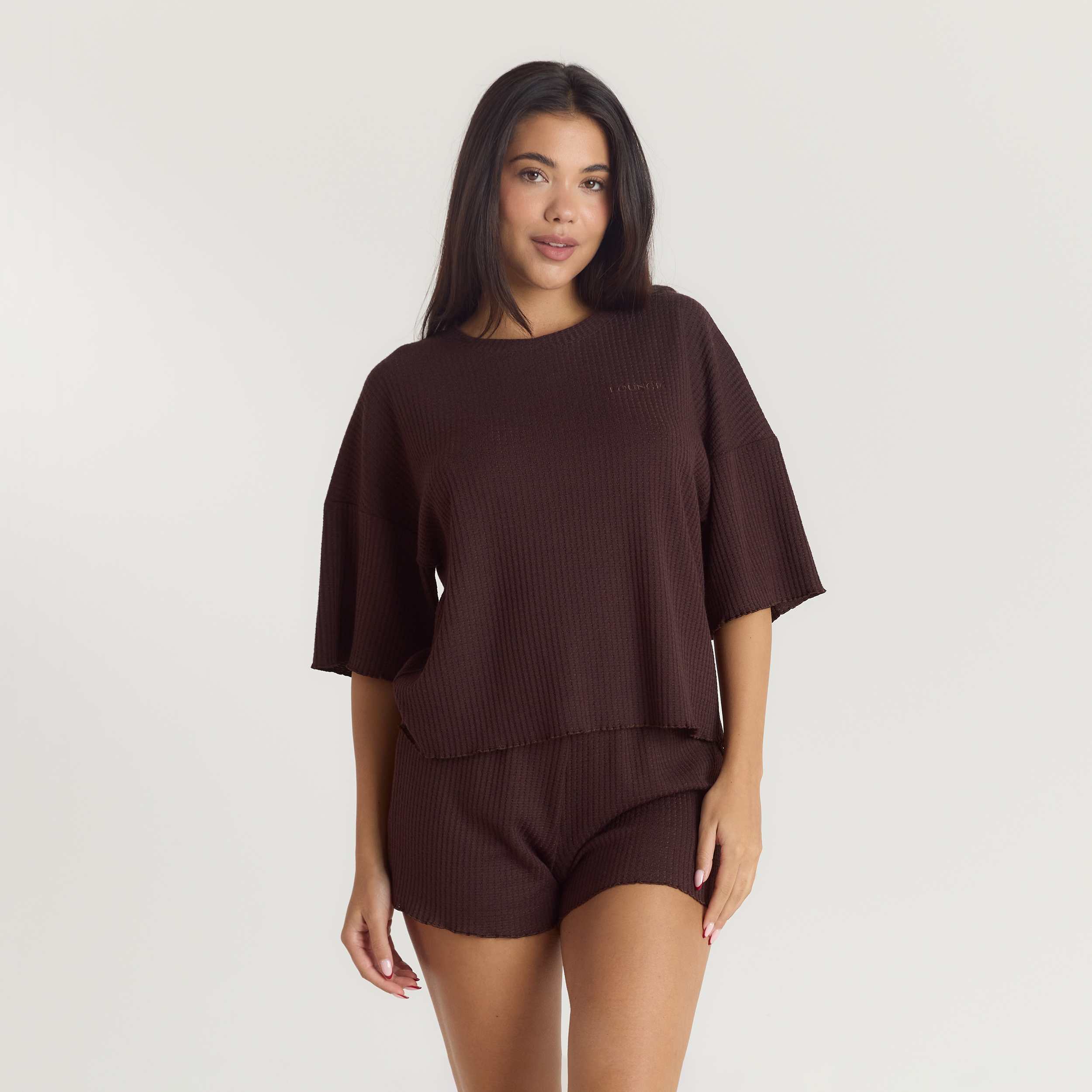 Haut de Pyjama Soft Waffle - Chocolat Noir