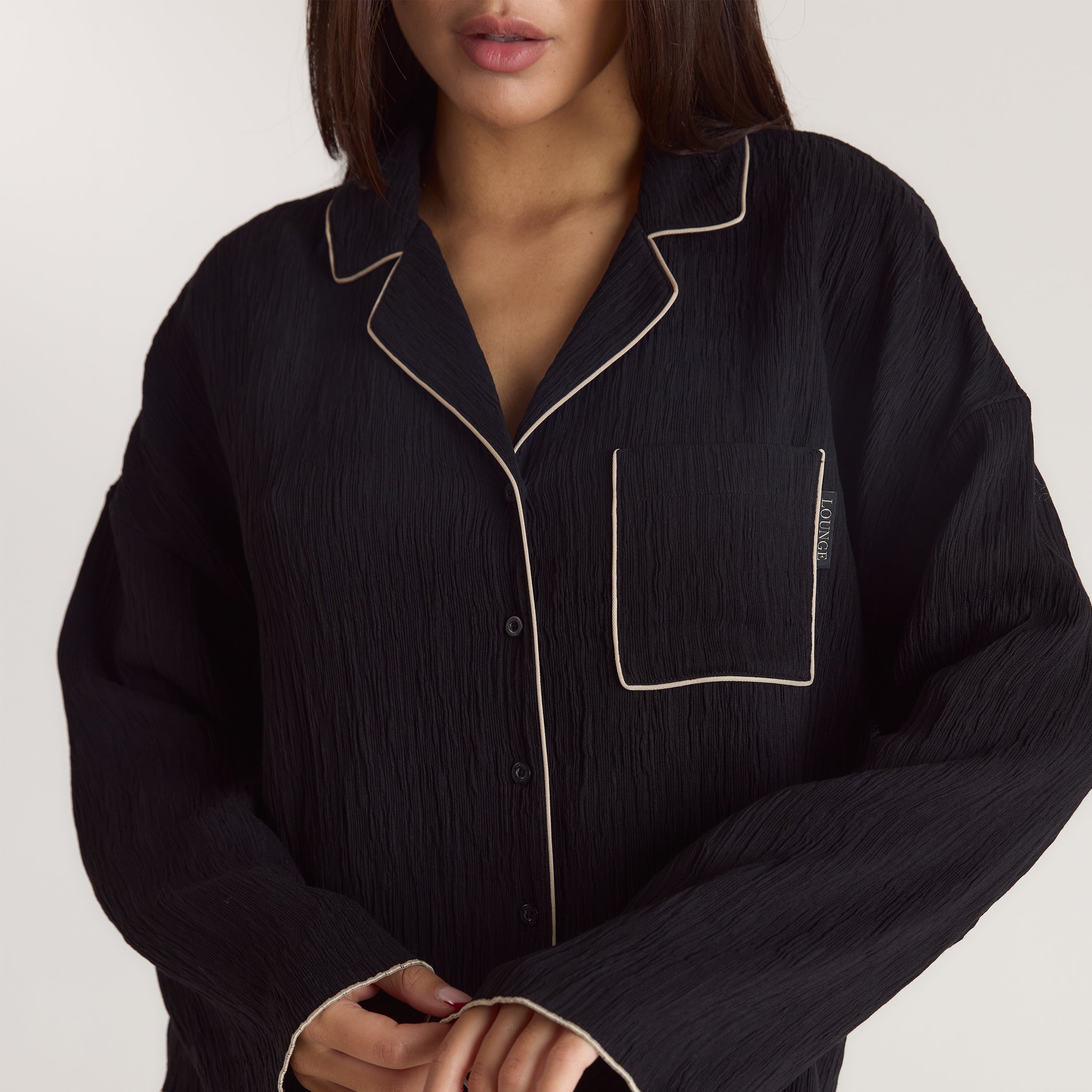 Chemise de Pyjama Crinkle - Noir