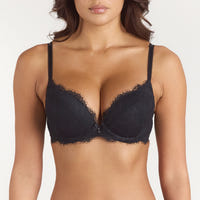 Soutien-gorge Push-up Haut en Dentelle - Noir