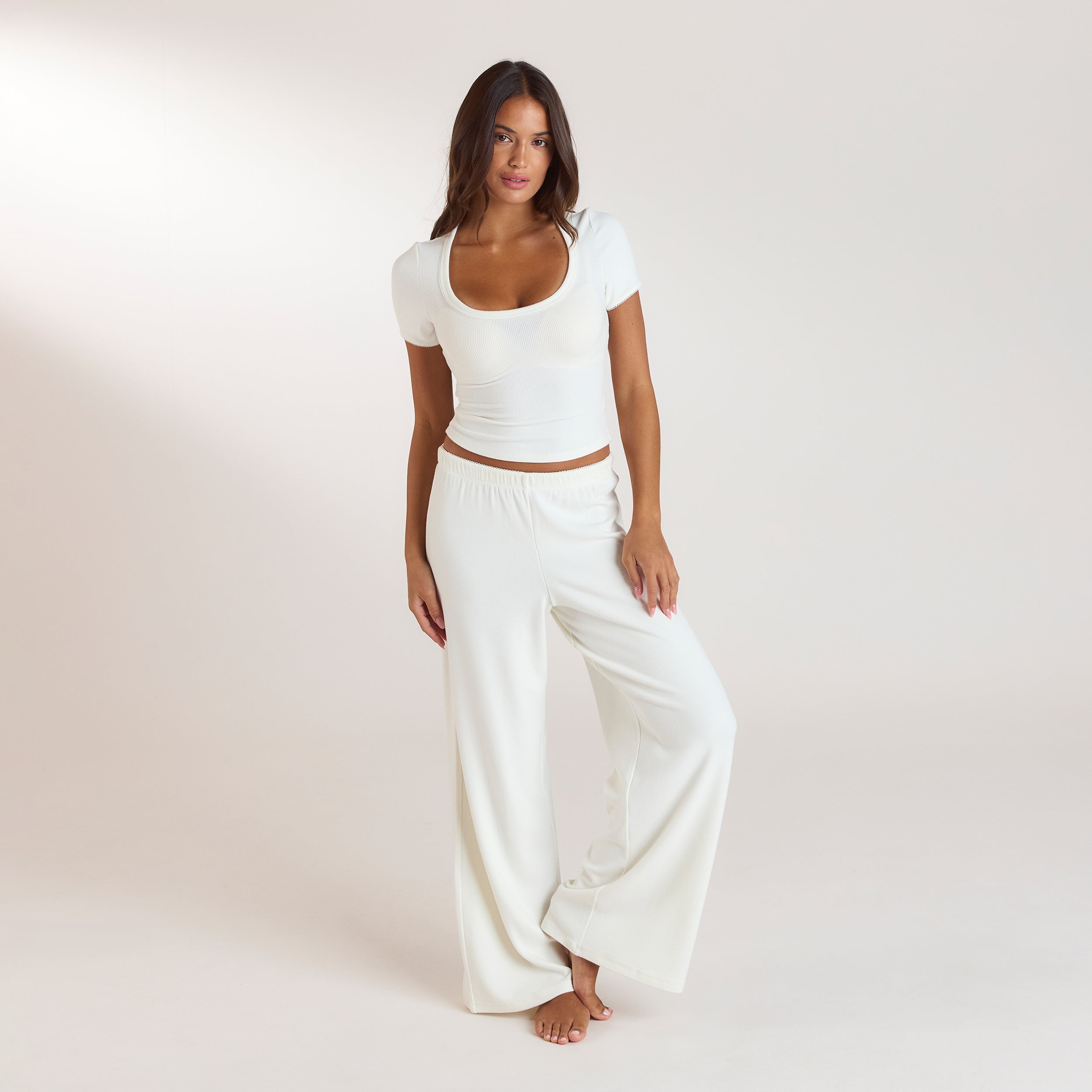 Pantalon de Pyjama Côtelé | Pantalon de Pyjama Côtelé - Crème