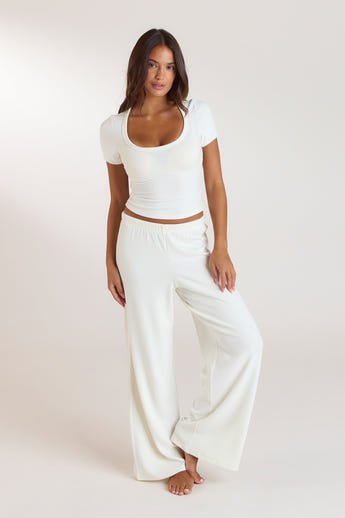 Pantalon de Pyjama Côtelé - Crème alternate