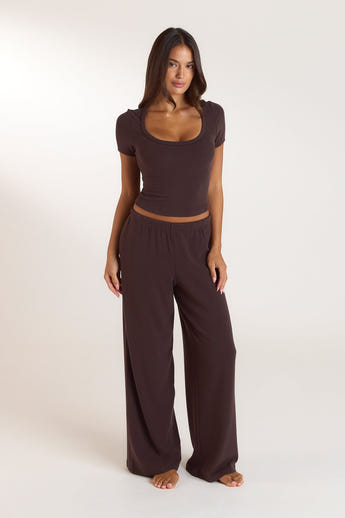Haut de Pyjama Côtelé - Chocolat Noir alternate