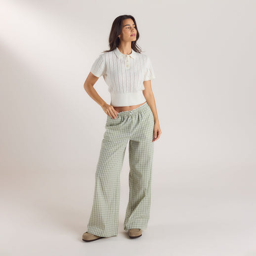 Pantalon en Coton à Carreaux - Vert alternate