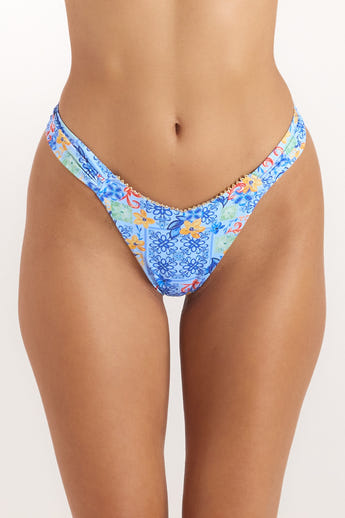 String de Bikini High-Leg Mosaic - Imprimé Bleu