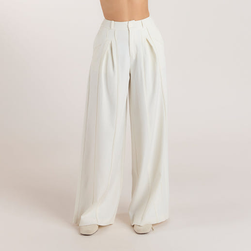 Pantalon Large à Plis - Écru