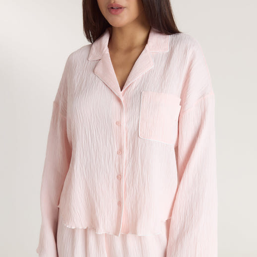 Chemise de Pyjama Crinkle - Rose