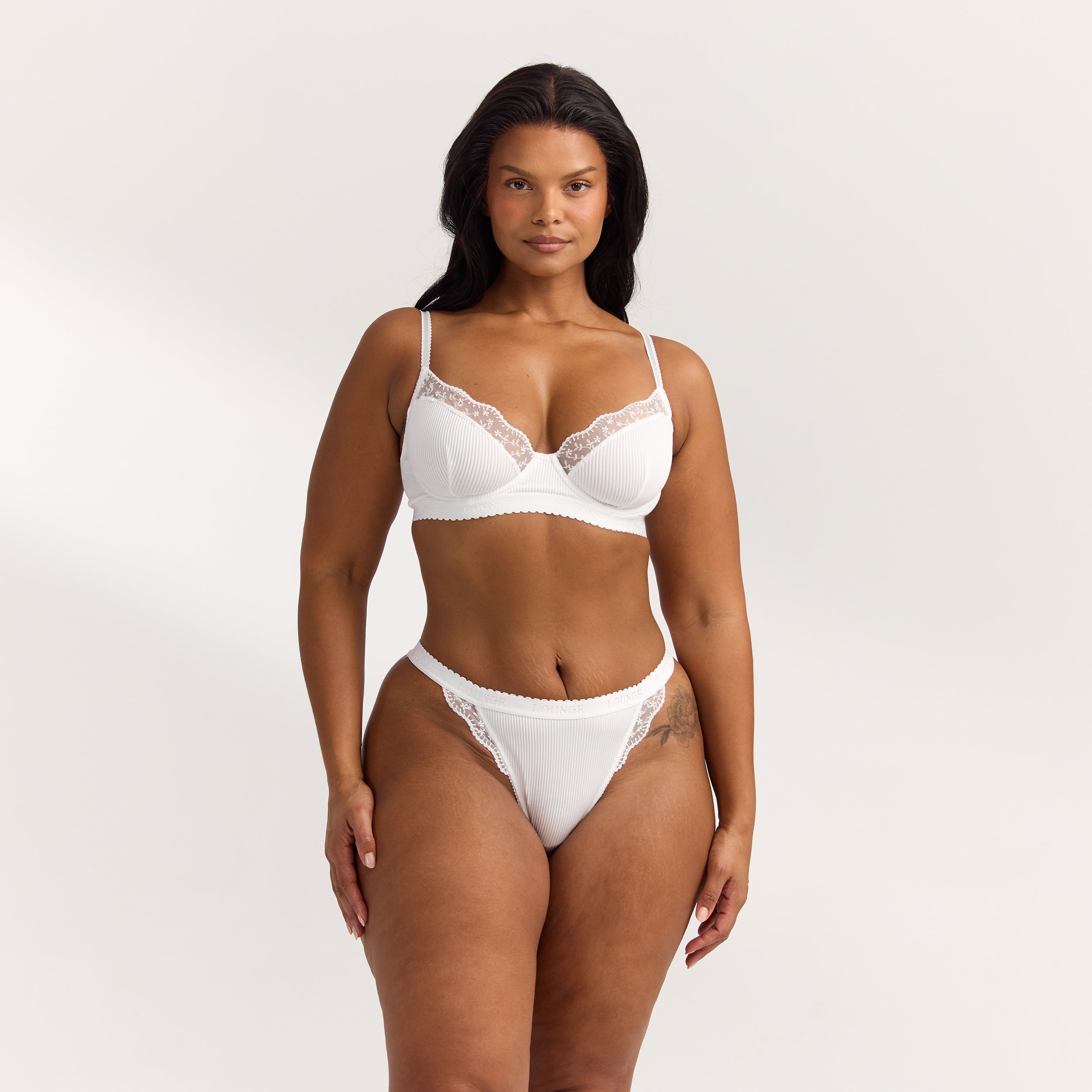 Ribbed Balcony Soutien-Gorge | Ribbed Balcony Soutien-Gorge - Blanc