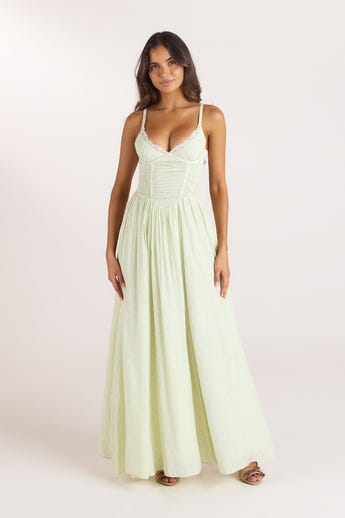 Robe Maxi Plongeante - Crème Florale