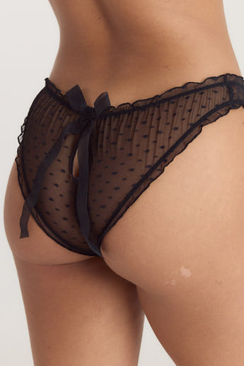 Culotte Brésilienne à Pois - Noir