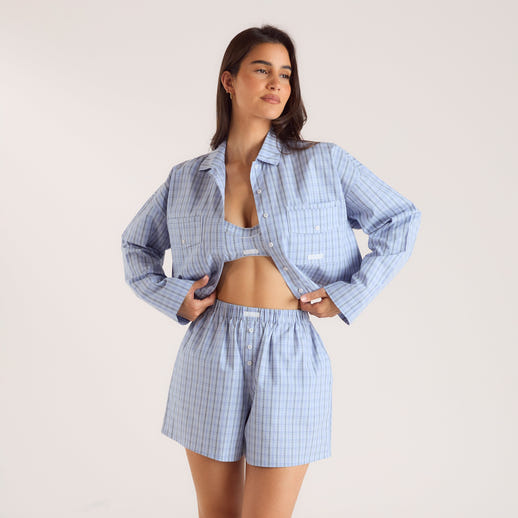 Chemise en Coton Vichy - Bleu
