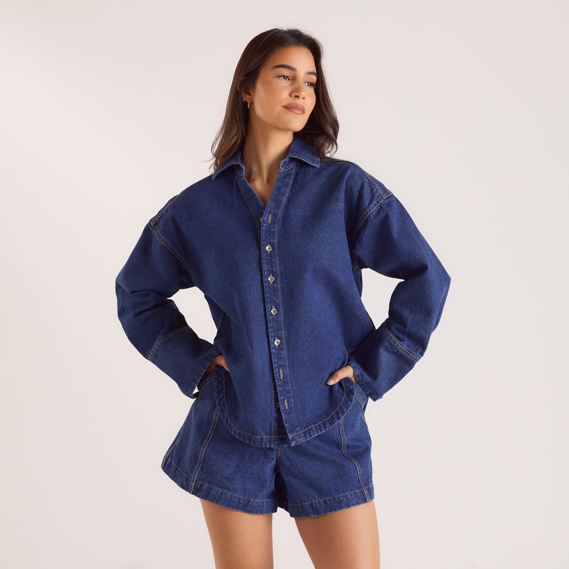 Chemise en Denim Oversize - Bleu