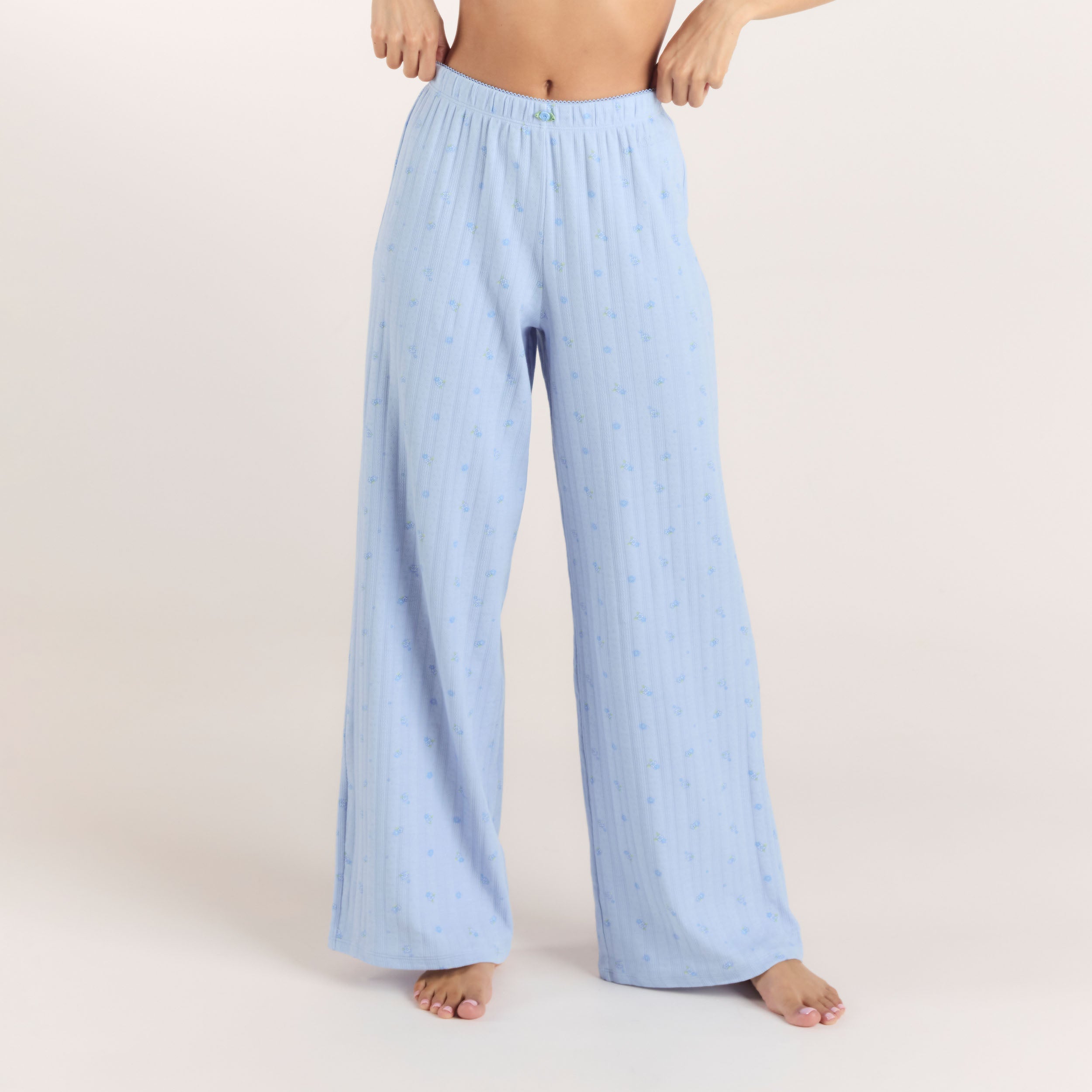 Pantalon de Pyjama en Pointelle - Bleu Floral