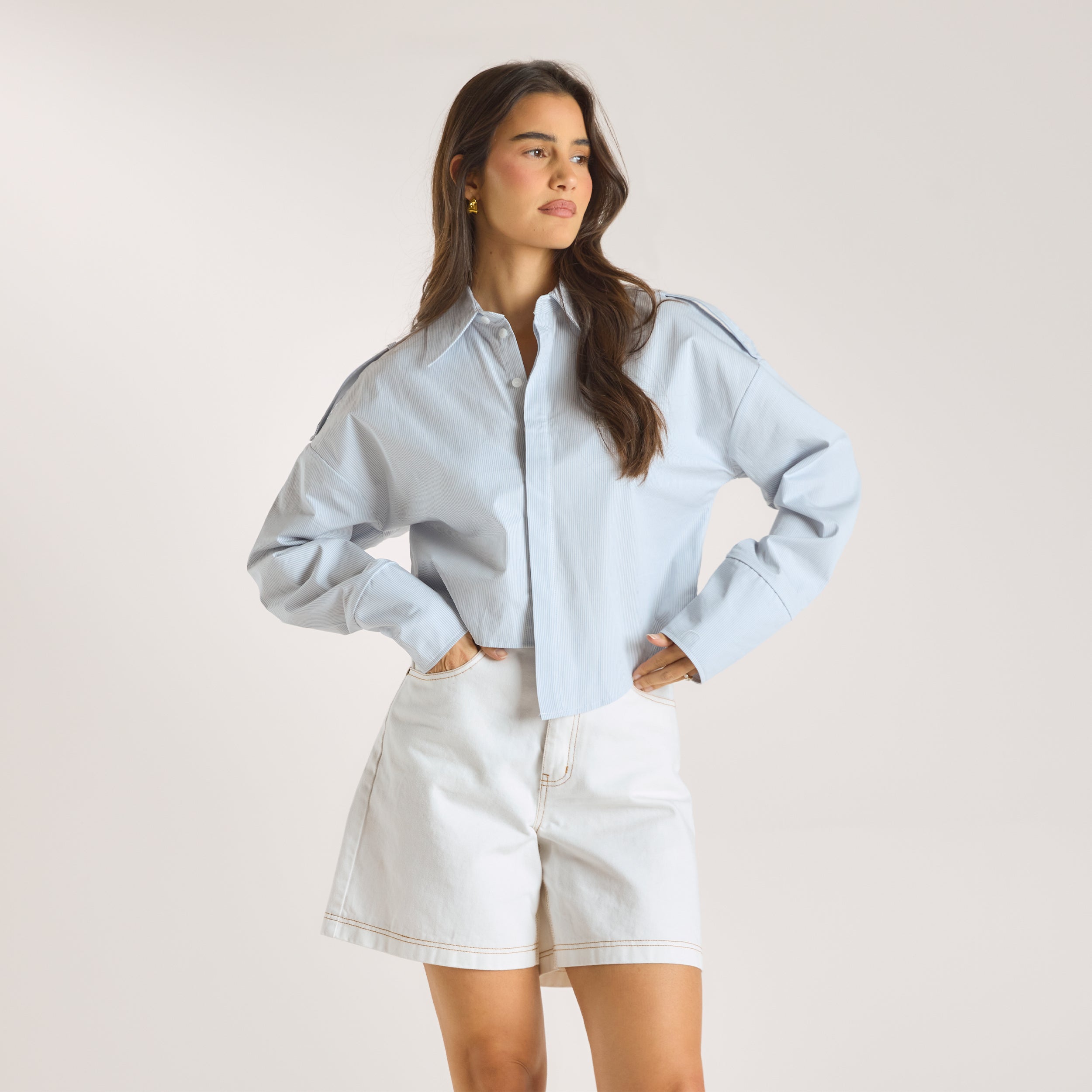 Chemise Asymétrique | Chemise Asymétrique - Rayures Bleues