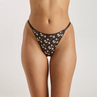 String Triangle en Pointelle - Marron Floral