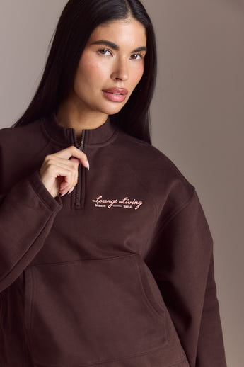 Pull avec Quart de Zip Lounge Living - Chocolat