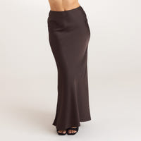 Jupe Maxi en Satin - Chocolat