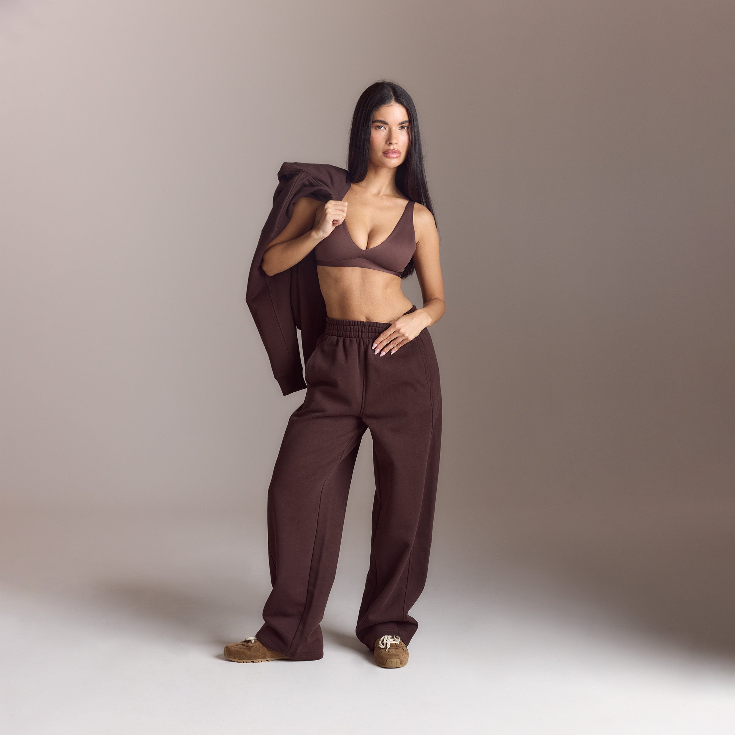 Jogging à Jambe Droite&nbsp;Lounge Living - Chocolat