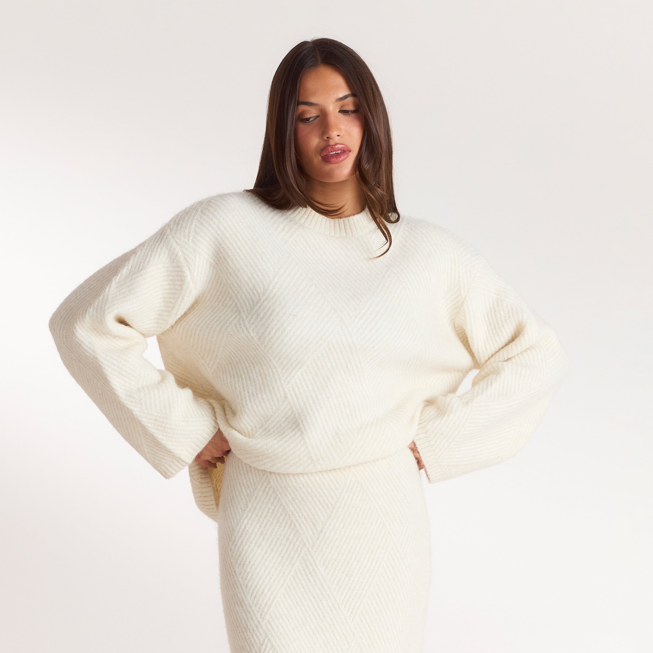 Pull en Maille à Losanges | Pull en Maille à Losanges - Crème