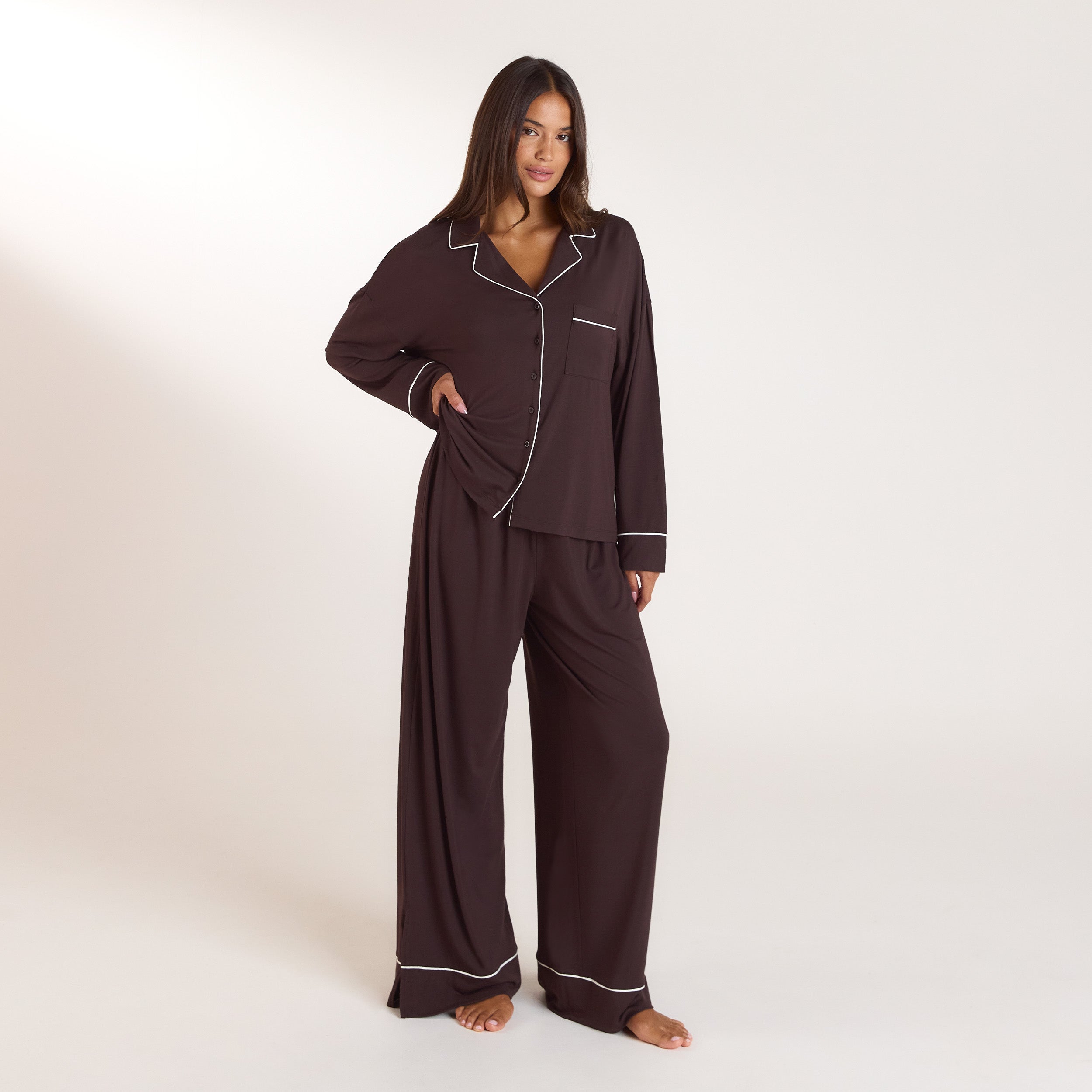 Chemise de Pyjama Modal - Chocolat Noir alternate