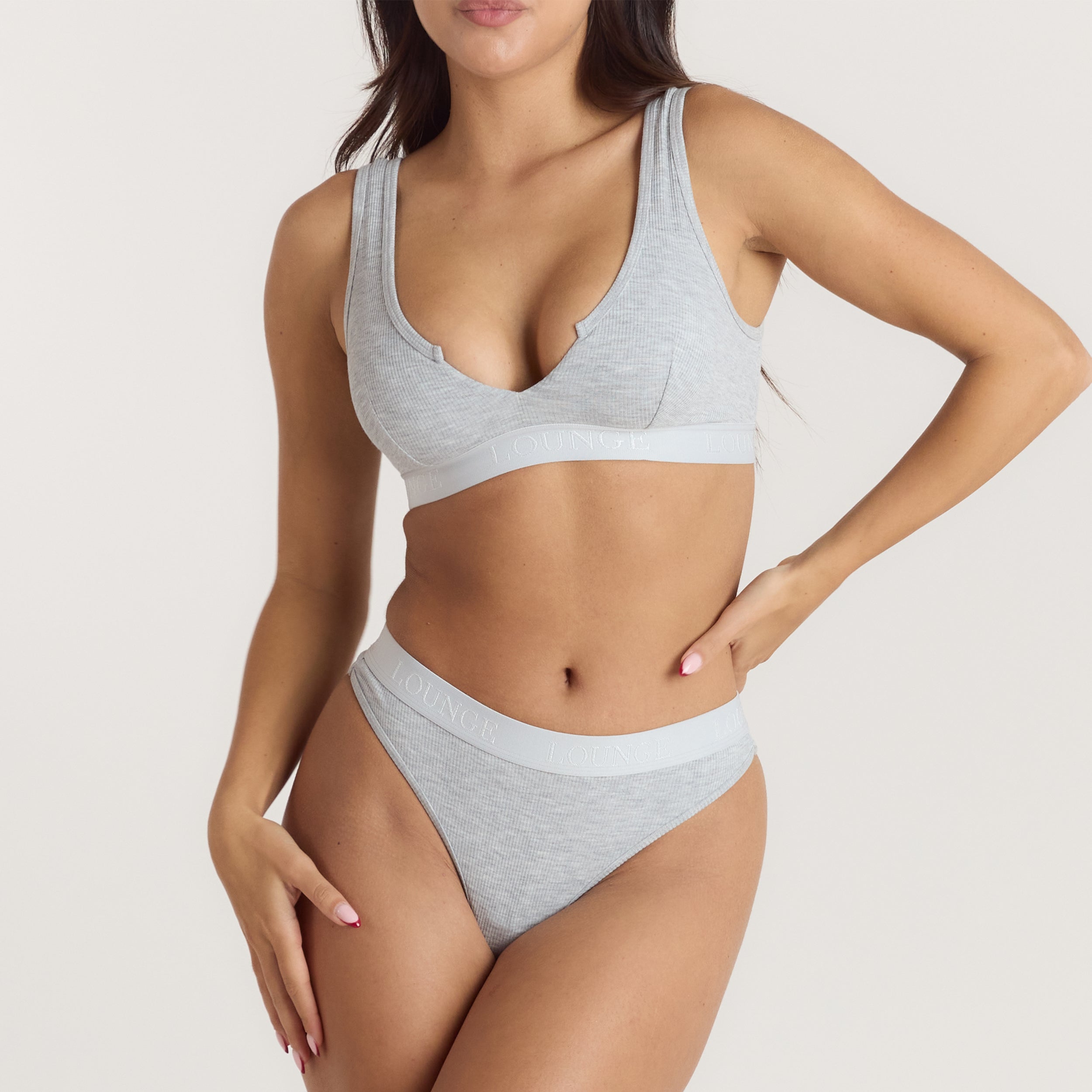 Brassière Push-Up Soft Ribbed  - Gris chiné