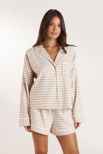 Chemise de Pyjama Vichy - Beige