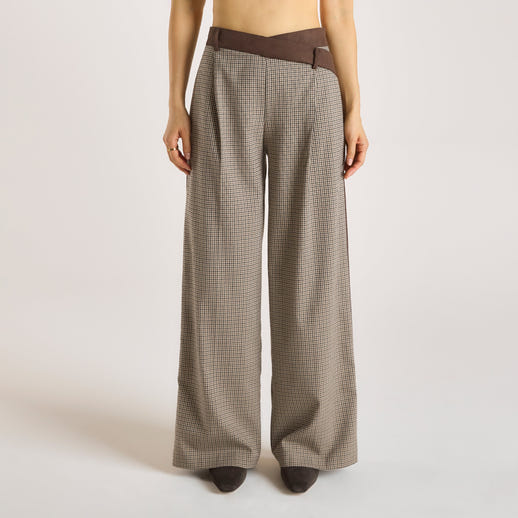 Pantalon Pied-de-Poule - Marron