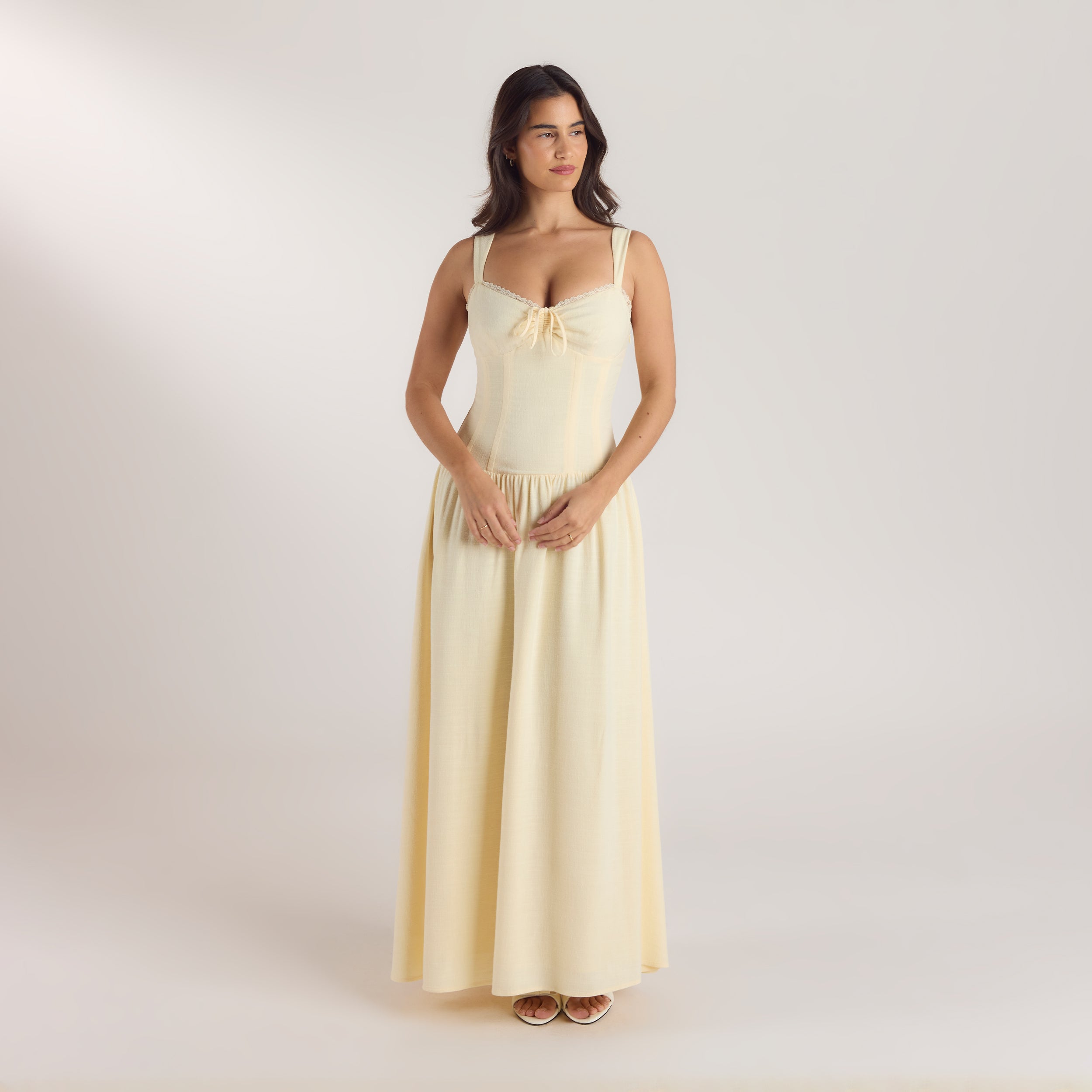 Robe Maxi Taille Basse | Robe Maxi Taille Basse - Jaune Citron