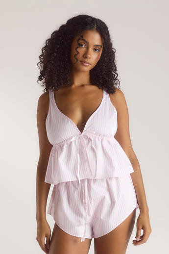 Caraco de Pyjama Bloom & Stripe - Rose