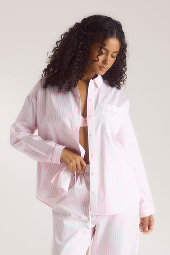 Chemise de Pyjama Bloom & Stripe - Rose