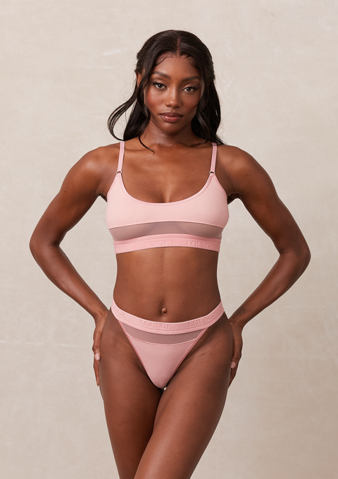 Mesh Soutien Gorge et String Culotte Ensemble Rose Lounge Underwear