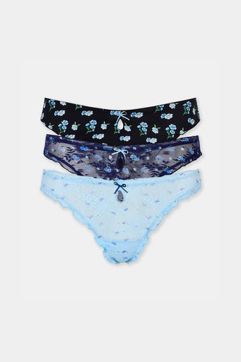 Strings Imprimés (Pack de 3) - Imprimé Bleu