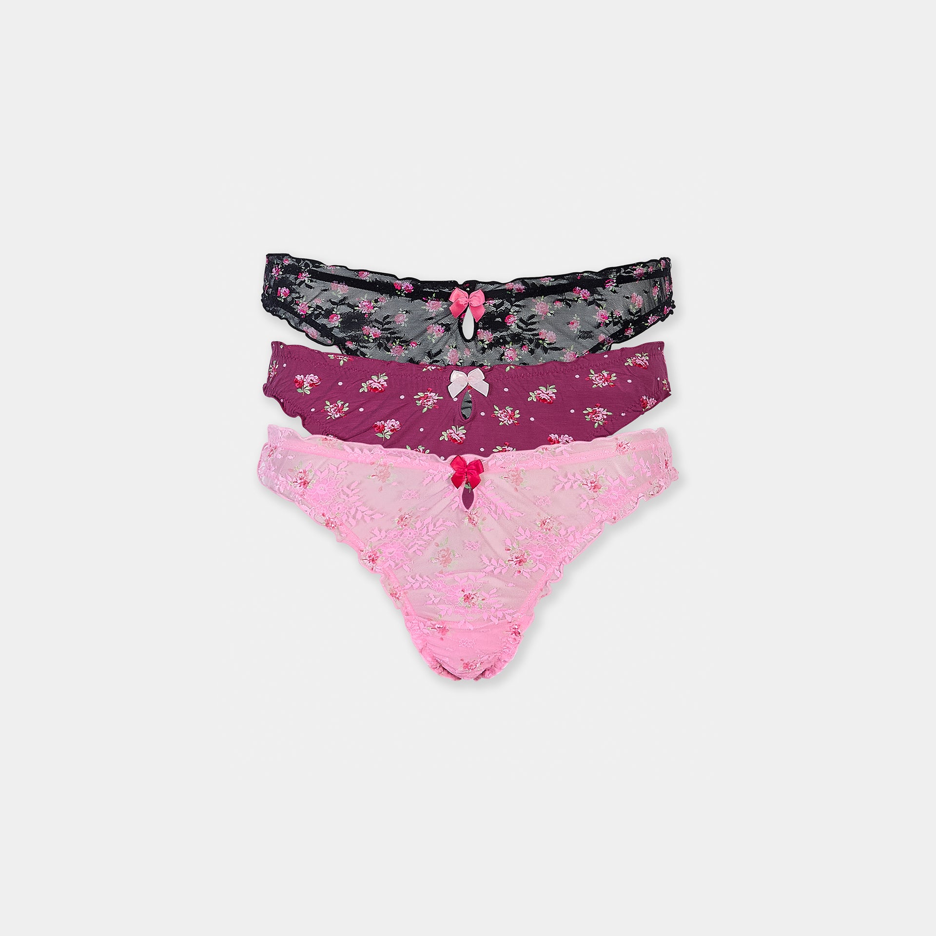 String Nounours Dentelle Rose/noir Shirley Hollywood - Taille S - Neuf Avec étiquettes