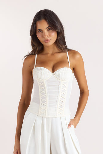Top Corset Froncé - Crème