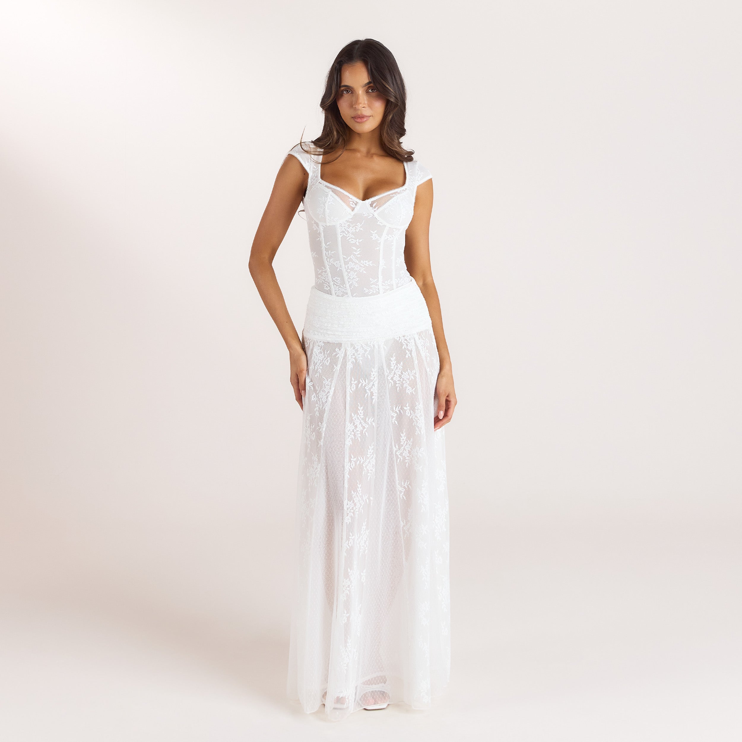 Jupe en Dentelle Transparente  | Jupe en Dentelle Transparente  - Blanc