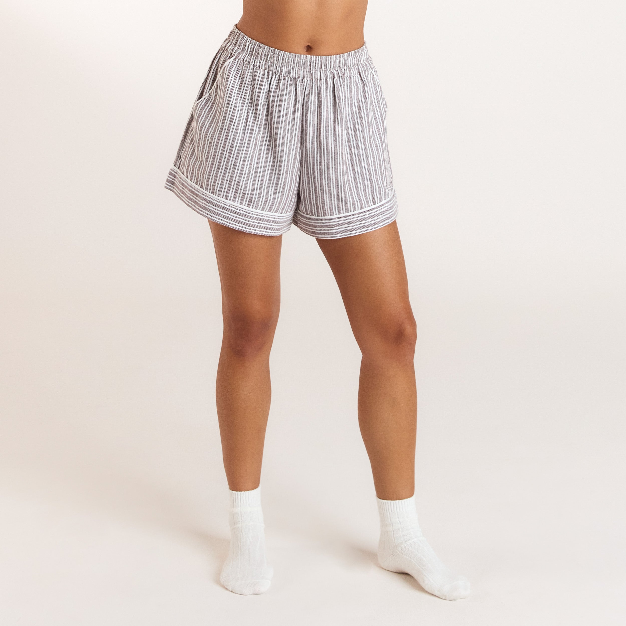 Short de Pyjama Stripe - Chocolat