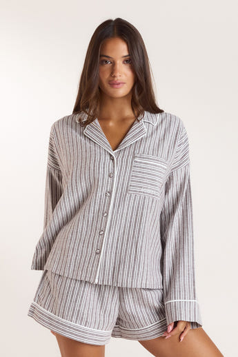 Chemise de Pyjama Stripe - Chocolat