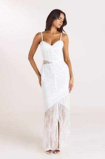 Robe Maxi en Broderie - Blanc