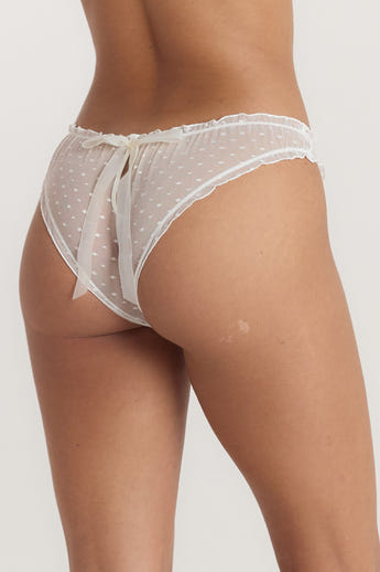 Culotte Brésilienne à Pois - Blanc