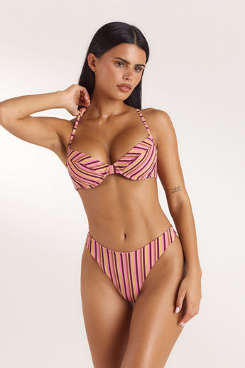 Haut de Bikini Armaturé Sunstripe - Rayures Rétro alternate