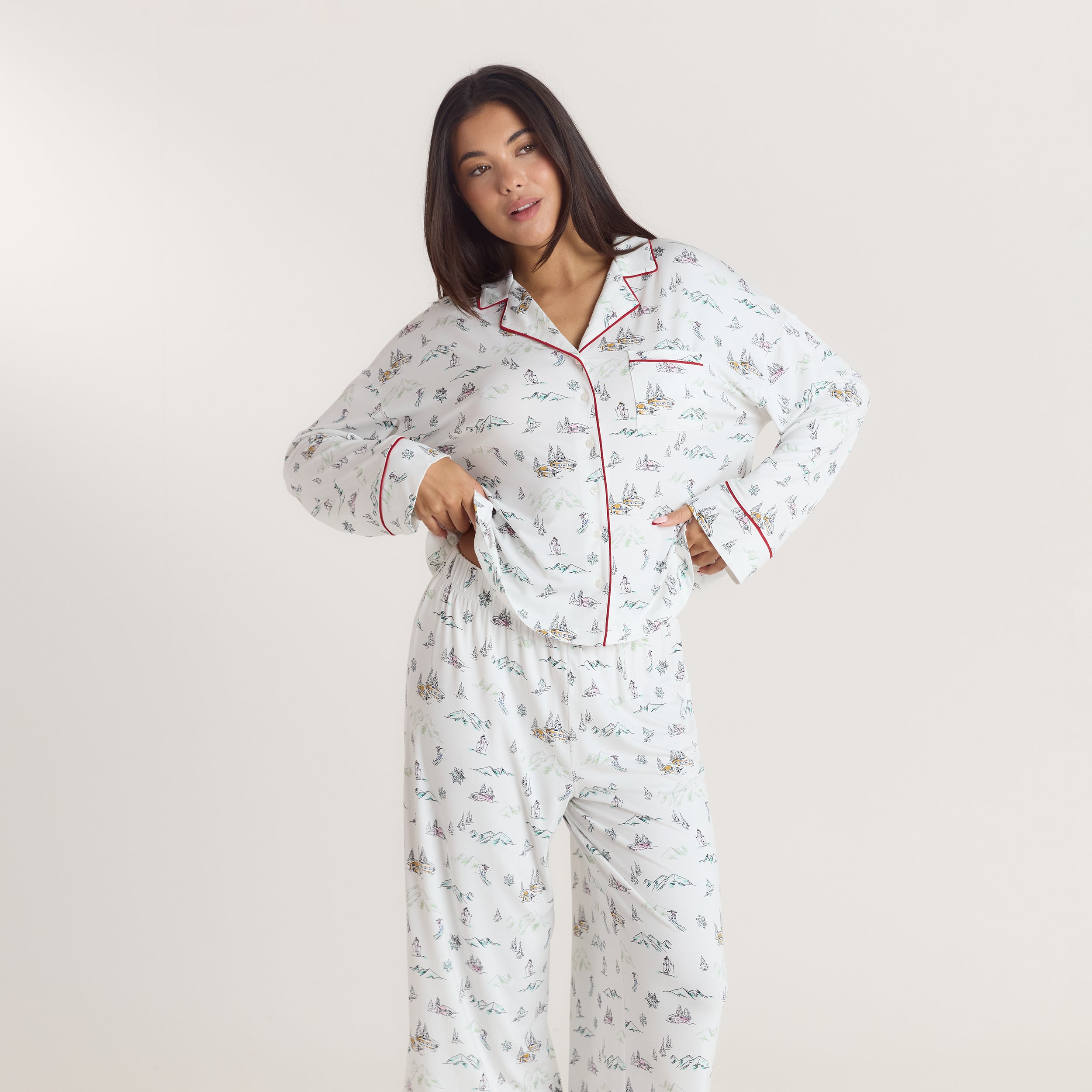 Chemise de Pyjama Alpine Dreams - Imprimé Ski alternate