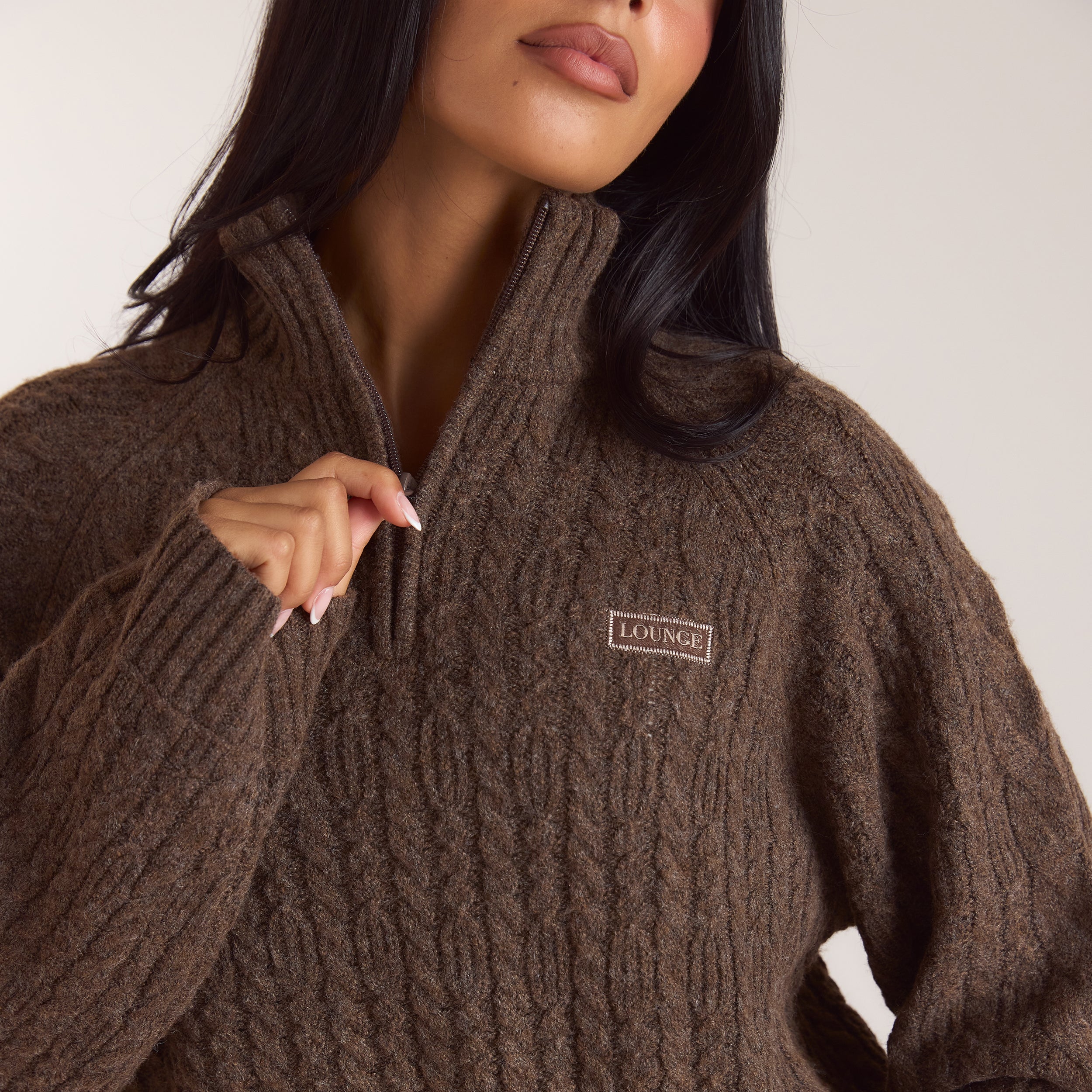 Pull en Maille à Demi-Zip | Pull en Maille à Demi-Zip - Taupe