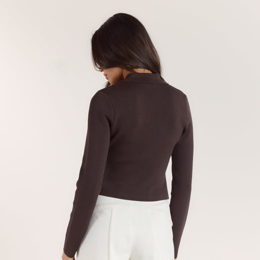 Gilet en Maille Côletée - Chocolat alternate
