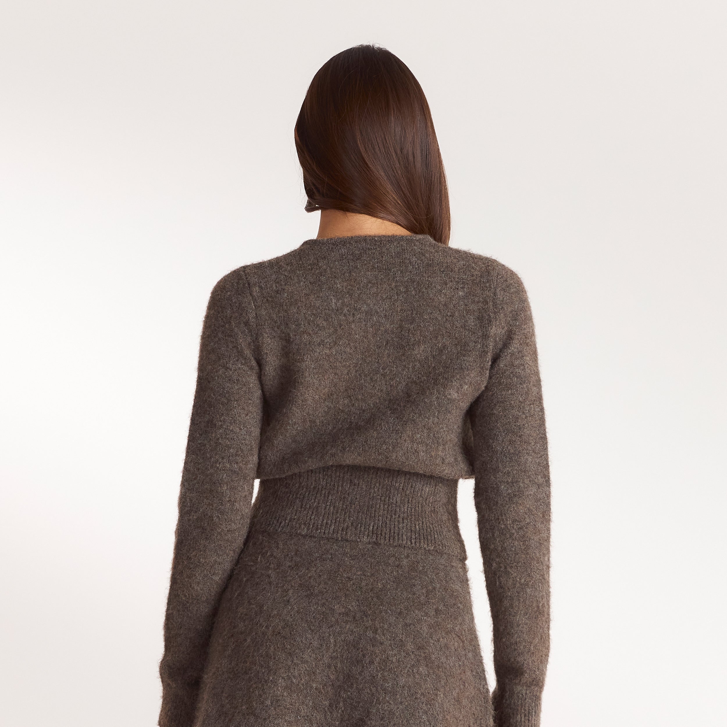 Cardigan en Maille Cintré - Marron Cendré alternate