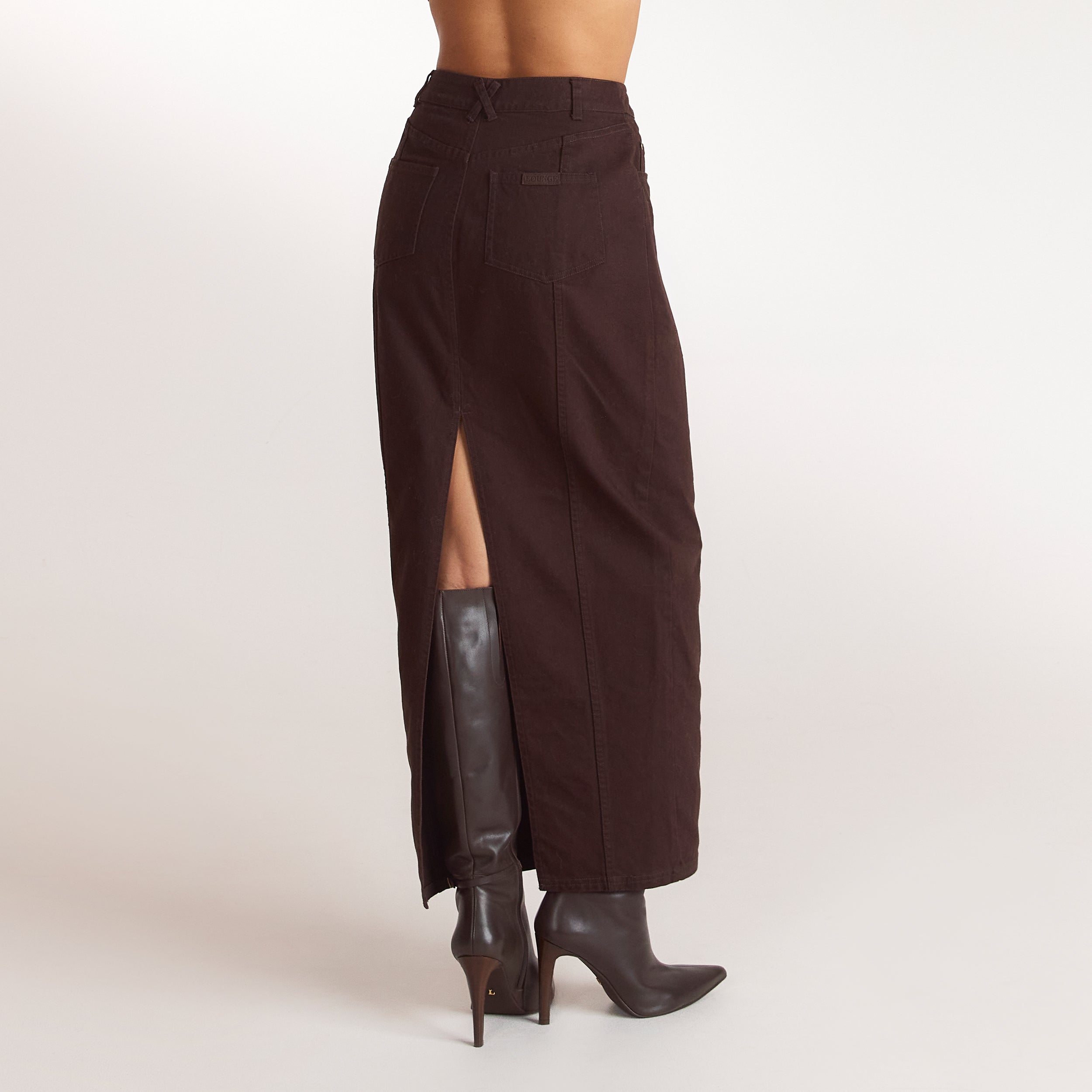 Jupe Longue en Denim | Jupe Longue en Denim - Chocolat