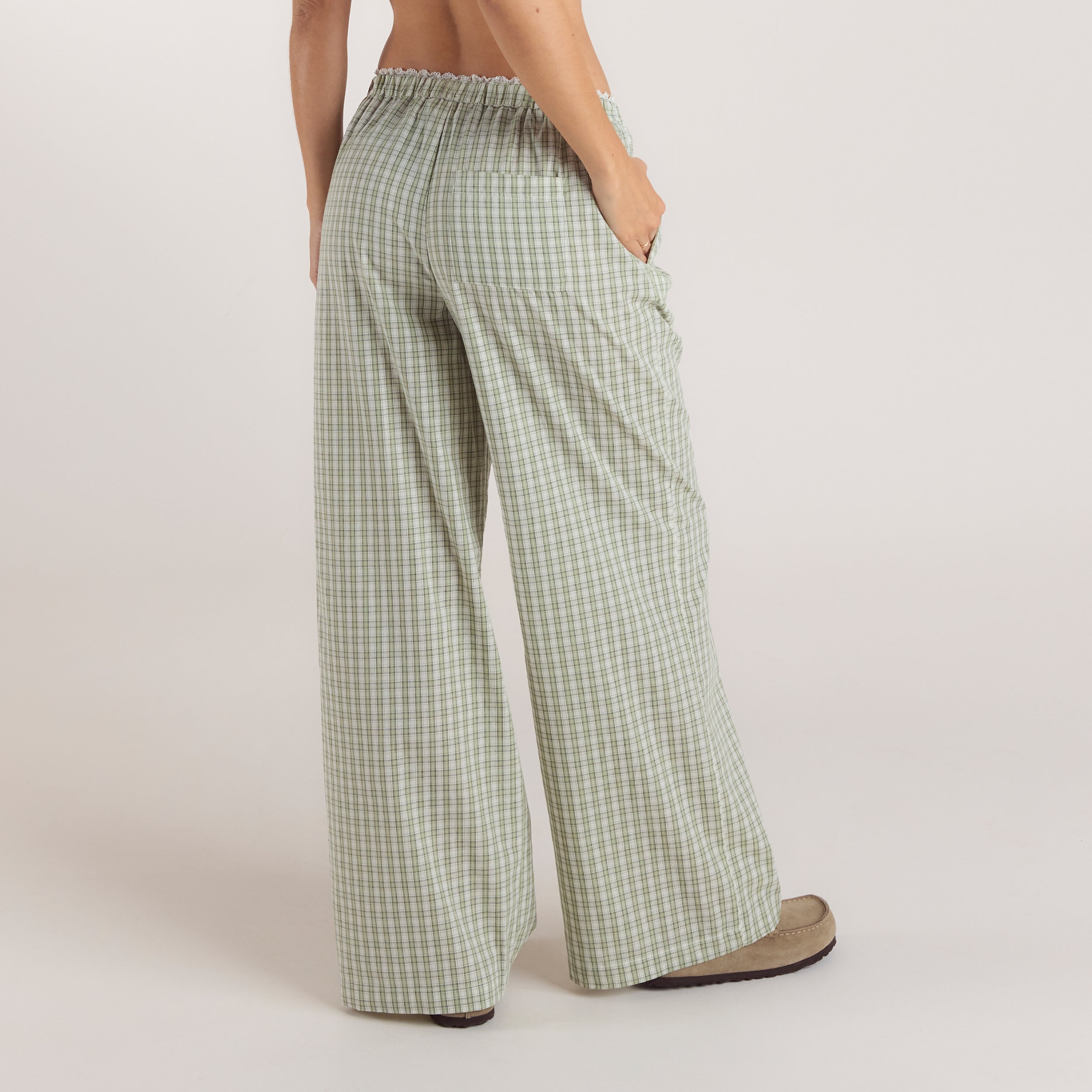 Pantalon en Coton à Carreaux | Pantalon en Coton à Carreaux - Vert