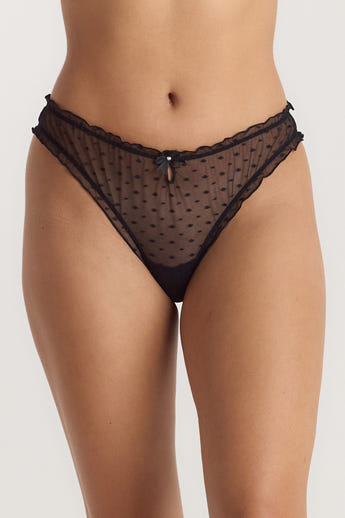 Culotte Brésilienne à Pois - Noir alternate