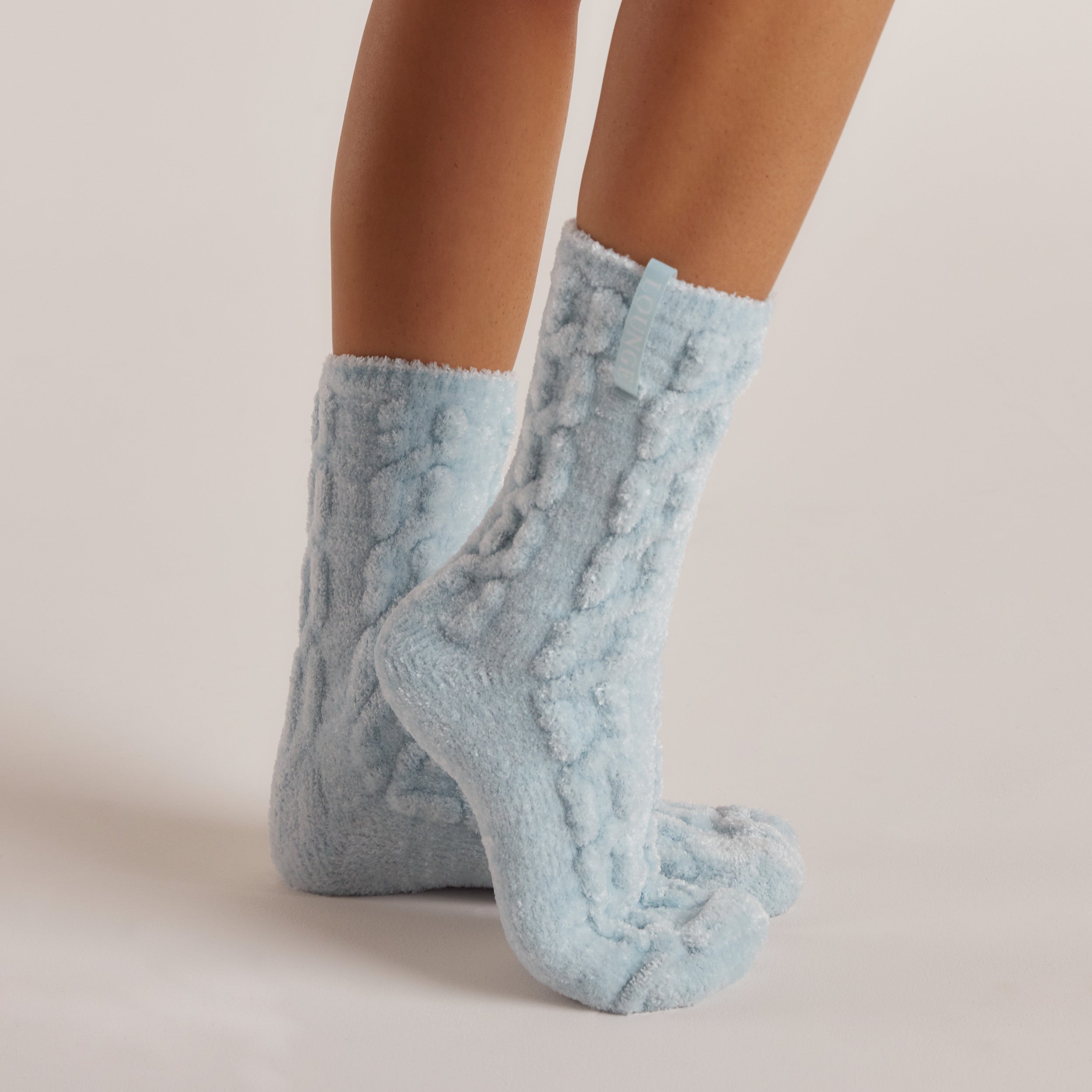 Chaussettes Tricotées en Chenille | Chaussettes Tricotées en Chenille - Bleu