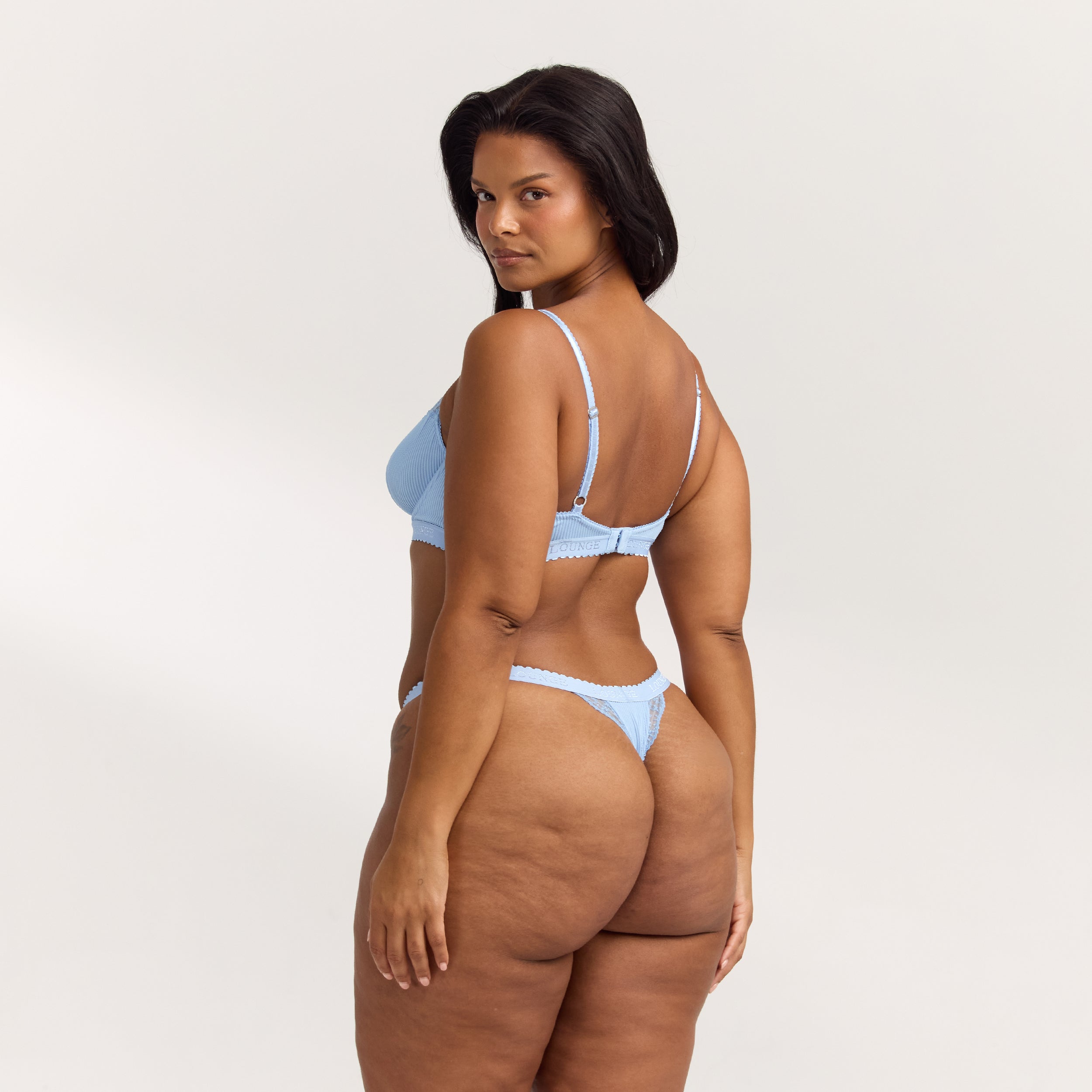 Ribbed Balcony Soutien-Gorge  | Ribbed Balcony Soutien-Gorge - Bleu
