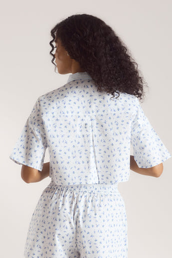 Chemise de Pyjama à Manches Courtes Bloom & Stripe - Bleu alternate
